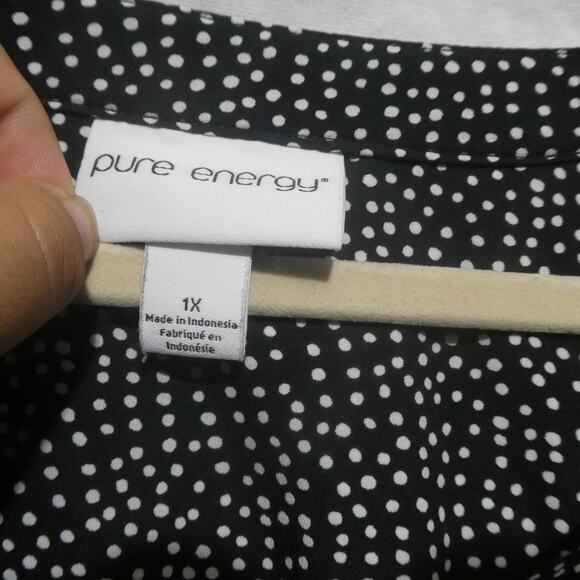 Pure Energy Women's 1X Polkadot Top Shirt Blouse 3 Button Tunic - Picture 8 of 10